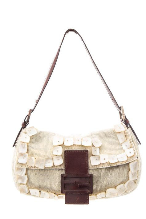 Fendi Cream Shell Bagette Shoulder Bag